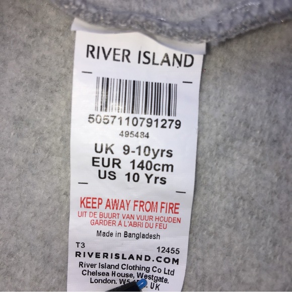 River Island Girls Sweatshirt Grey 9/10 yrs Bedazzled Embellished Skull Crop Top - Picture 3 of 14